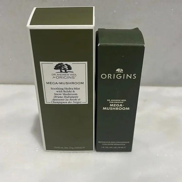 Origins Mega-Mushroom Hydra Mist and Restorative Skin Concentrate